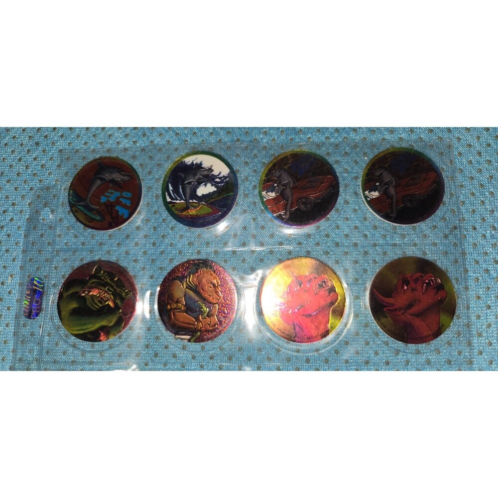 1990s Vintage Lot of 8 Holographic Pogs Milk Caps Lot